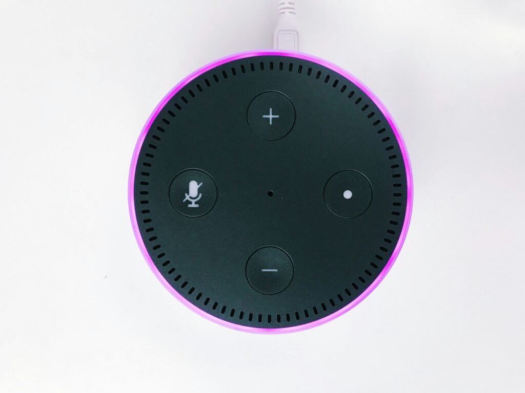 Image of a circular, smart home device