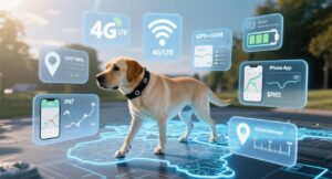 pet gps tracker with key points aroubd
