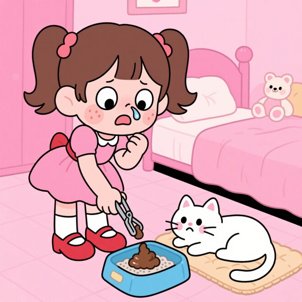 the cat owner was helplessly cleaning up his cat's feces 4
