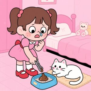 the cat owner was helplessly cleaning up his cat's feces 4