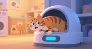a cat is entrapment by cat litter box 2