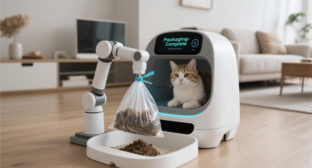 cat litter box packing trash automatictlly