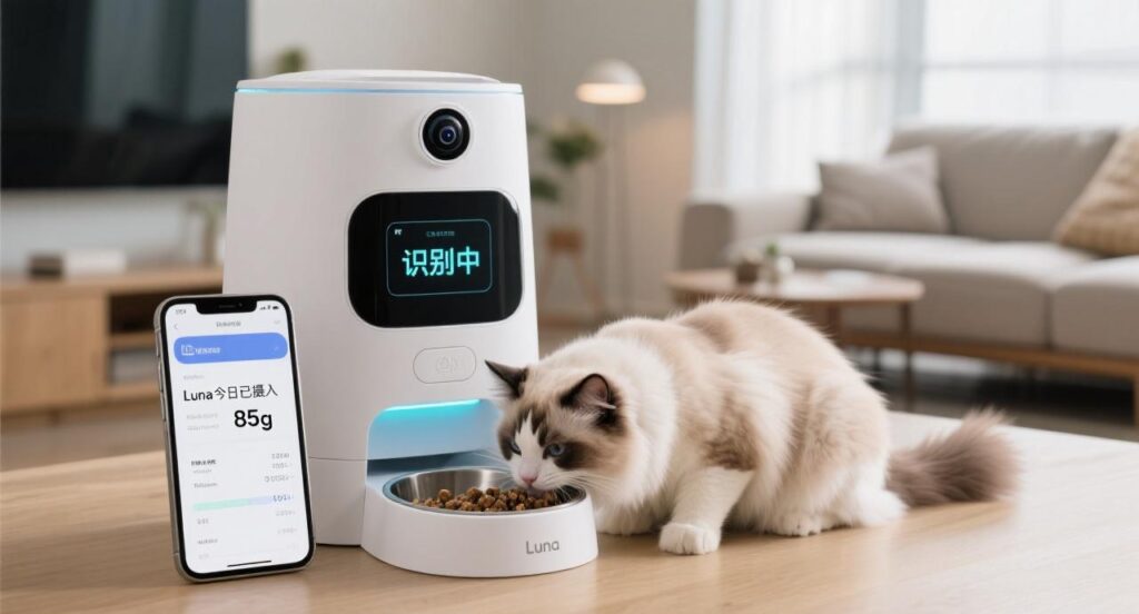 pet food dispenser with camera inside to connet phone