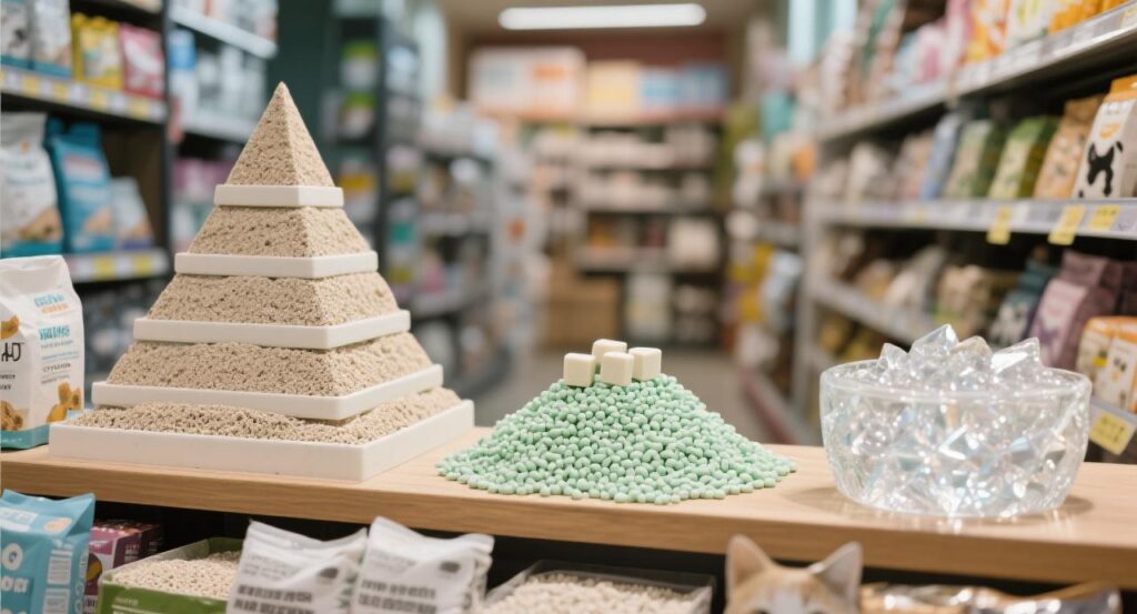 several kinds of cat litter