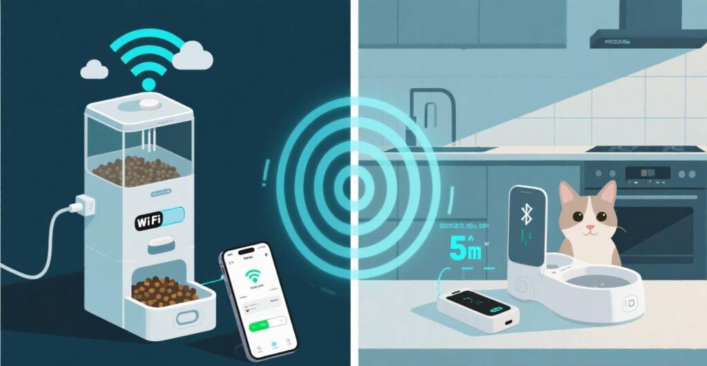 wifi and bluetooth tech in pet smart food dispenser